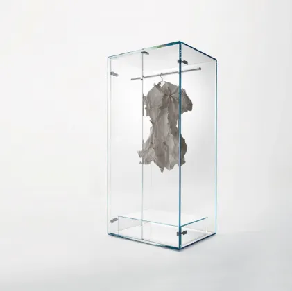 Armadio appendiabiti Prism in cristallo trasparente extralight con asta in acciaio di Glas Italia