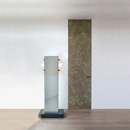 Porta per interni a filo muro Aladin Swing Plain Duo in Grès con telaio in alluminio di Glas Italia