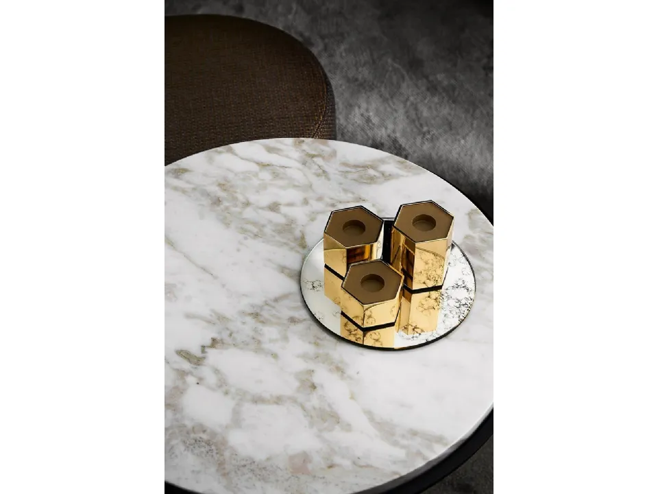 Portacandele in ottone massiccio lucido all’esterno e opaco all’interno Candle Holder Hexagonal di Gallotti&Radice