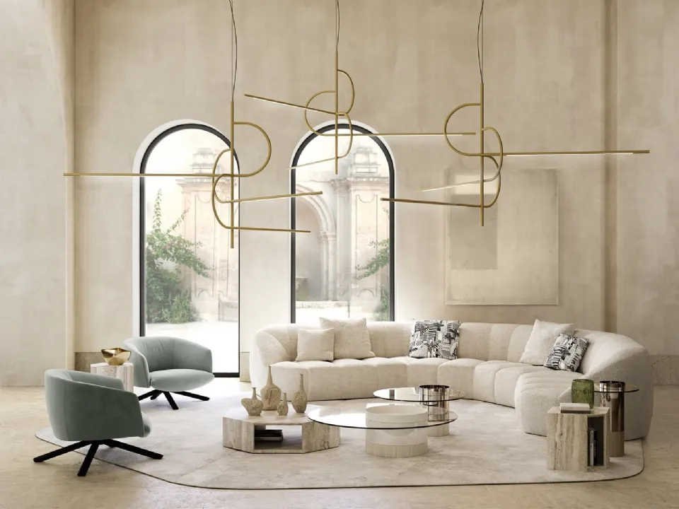 Lampada a sospensione Key-to-Heaven in ottone satinato di Gallotti&Radice