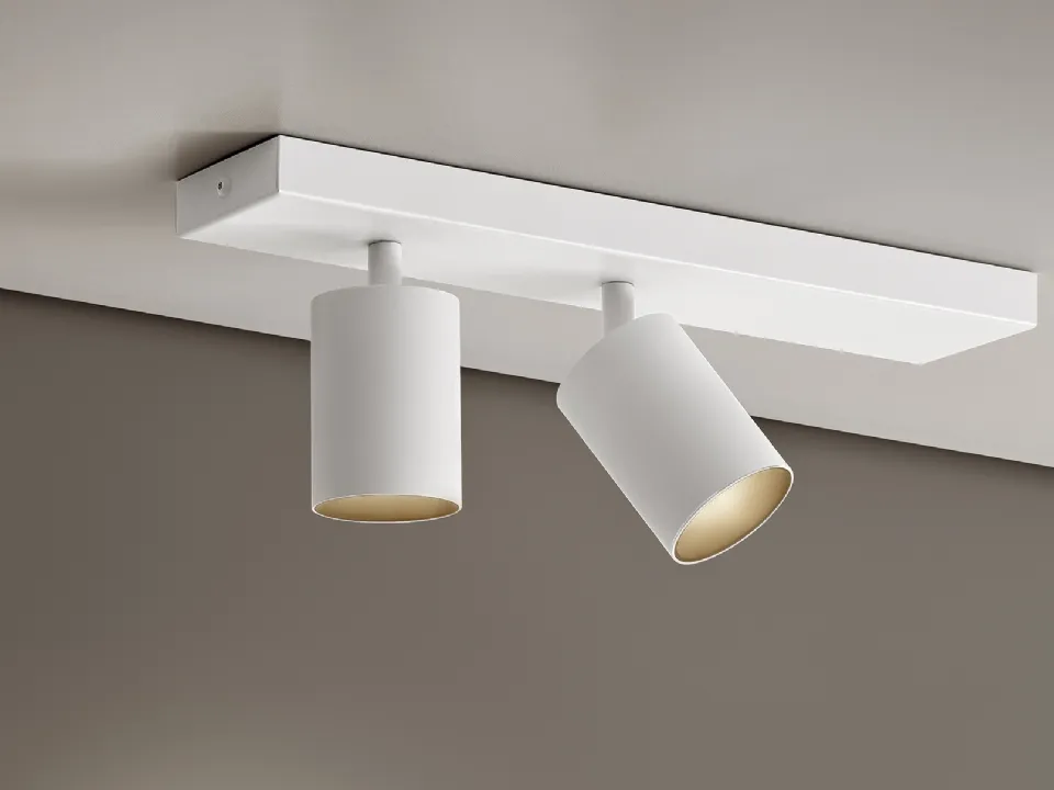 Lampada a soffitto direzionabile Carl2 in metallo Bianco di Panzeri