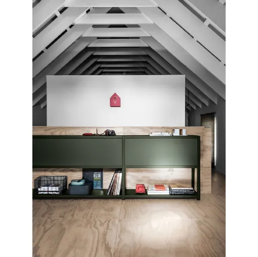 Libreria componibile Frame Forest Green in metallo di Fantin