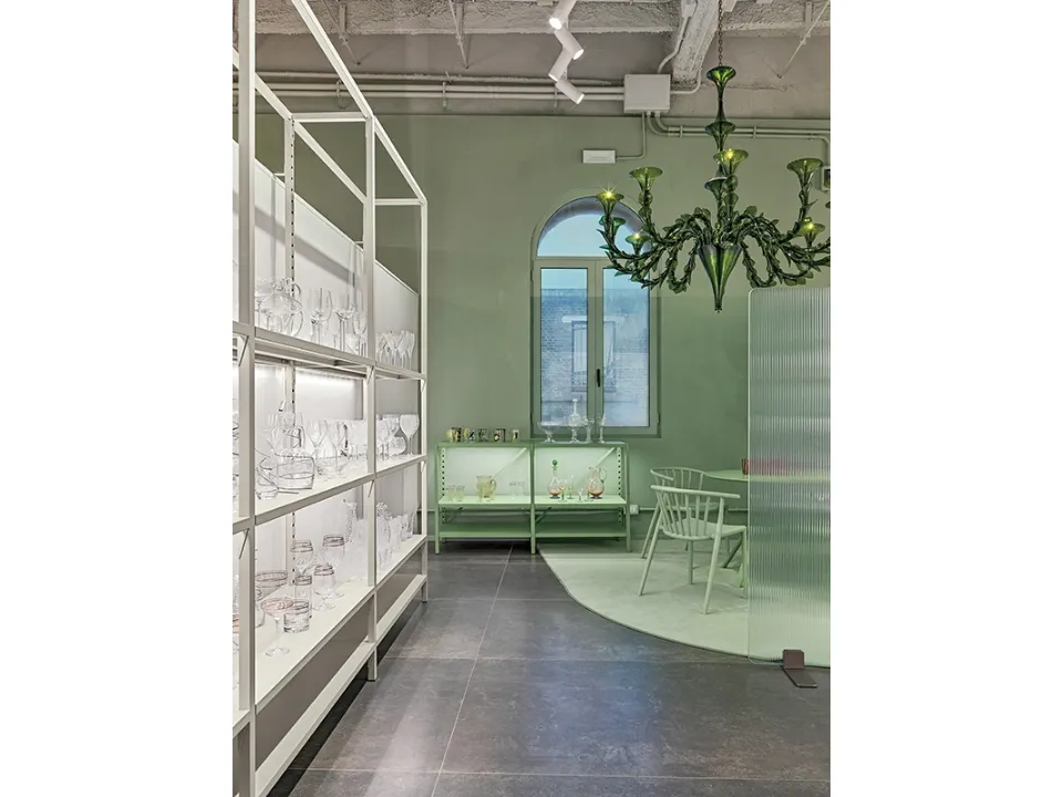 Libreria componibile Uno Light Grey e Sage Green di Fantin